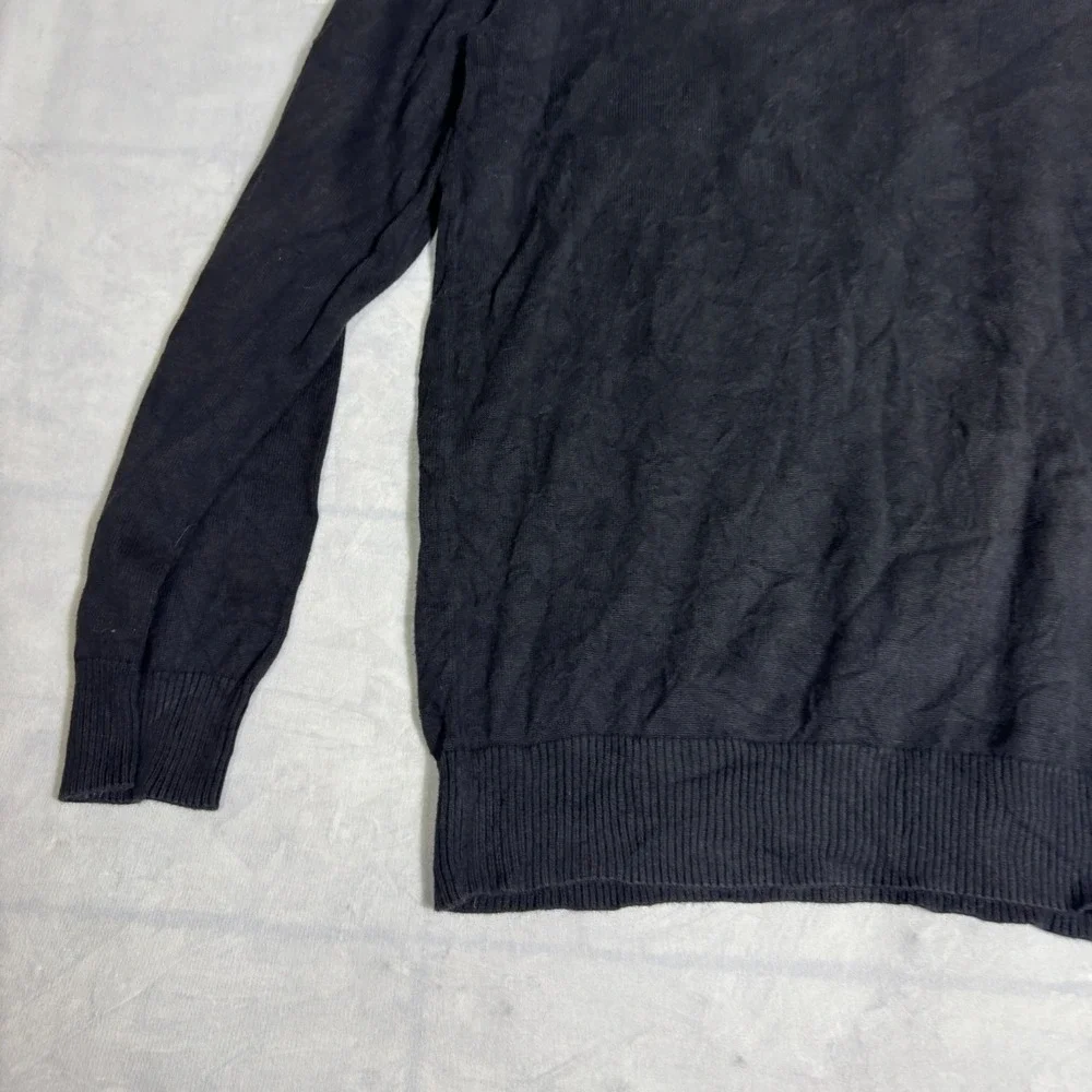 Old Navy Mens 1/4‎ Zip Pullover Sweater Black Knitted Ribbed Cuff Long Sleeve XL